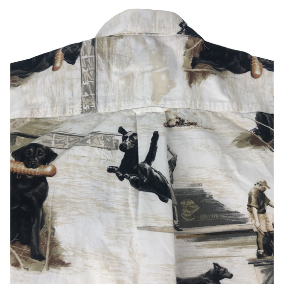 Vintage Morgan Creek Men's Shirt XL Short Sleeve AOP Duck Hunting Retriever - Picture 9 of 10